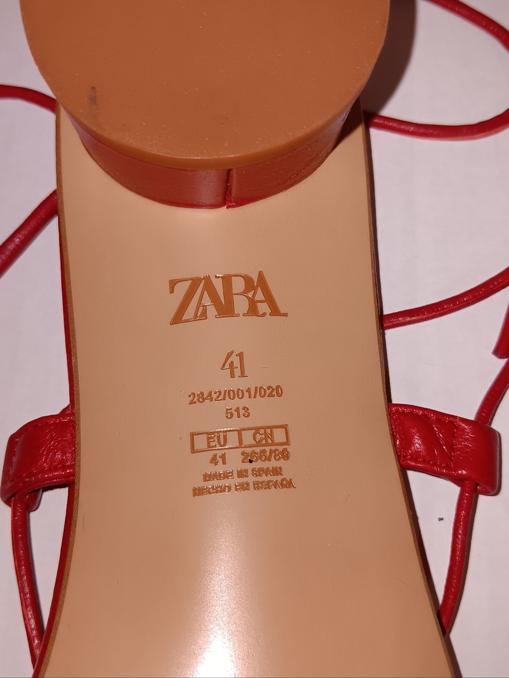 Zara Red Lace-Up Minimal Flat Sandals - Picture 3 of 6
